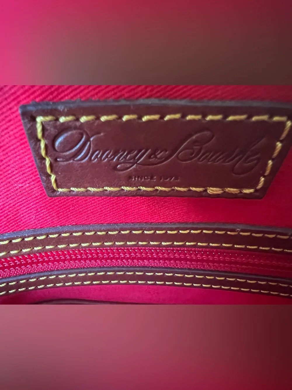Dooney & Bourke Gray Satchel with Brown Trim